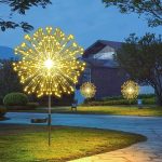 Садовый фонарь на солнечной батарее Одуванчик (1 шт) 90 LED, Теплый белый / Лед светильник для сада на ножке — фото 6