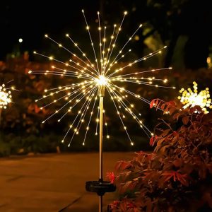 Садовый светильник на солнечной батарее 60 LED, 85см, 1 шт, Черный / Садовый фонарь / Уличный светильник Фейерверк — фото 2