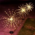 Садовый светильник на солнечной батарее 60 LED, 85см, 1 шт, Черный / Садовый фонарь / Уличный светильник Фейерверк — фото 3