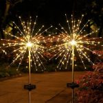 Садовый светильник на солнечной батарее 60 LED, 85см, 1 шт, Черный / Садовый фонарь / Уличный светильник Фейерверк — фото 7