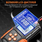 Тестер аккумуляторов E-FAST TK-100 12/24 В Цифровой автомобильный анализатор АКБ 26X-313 с LCD дисплеем для проверки CCA, SOC — фото 10