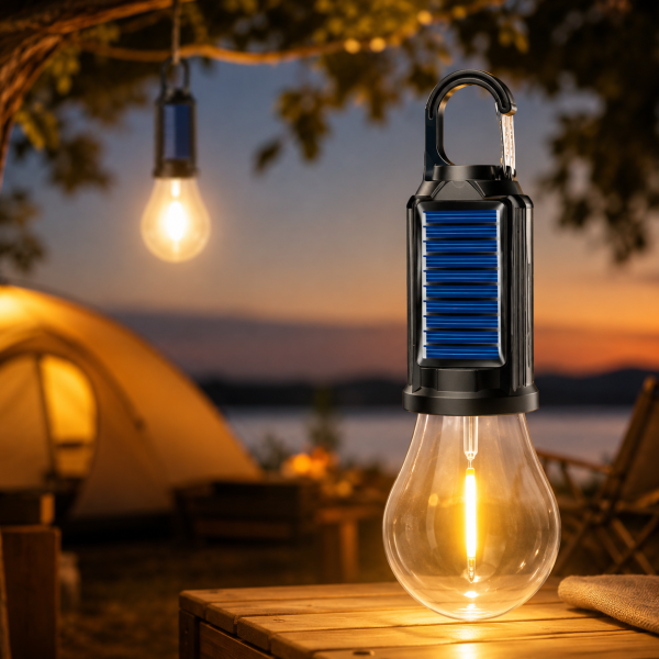 Аккумуляторный кемпинговый фонарь с крючком и USB / Лампа для кемпинга с солнечной панелью AND HA-112