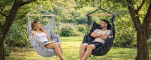 Подвесное кресло-гамак 130х100см с планкой 90см с двумя подушками 40*40 Серый — фото 2