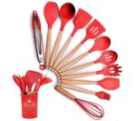 Силиконовый кухонный набор принадлежностей Kitchen Set 12 предметов (дерево+силикон) — фото 9