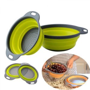 Дуршлаг силиконовый складной большой + маленький Collapsible filter baskets — фото 2
