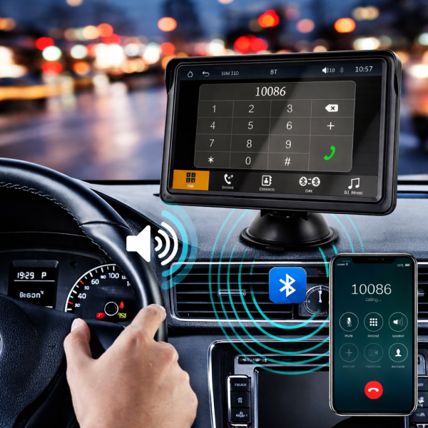 Беспроводной автомобильный экран CarPlay / Портативный автомобильный видеоплеер, совместимый с Apple CarPlay и Android Auto, 7-дюймовый сенсорный IPS-экран для автомобильной стереосистемы с GPS-навига