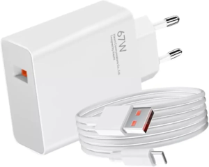 Адаптер USB с кабелем USB-TYPE C 67W / Комплект зарядки для телефона USB + Type-C