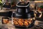Аэрофритюрница Domotec MS-3227 / Безмасляная фритюрница / Аэрогриль с LED-экраном и встроенным меню 7L 4600W — фото 4