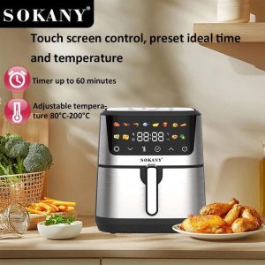 Аэрофритница электрическая Sokany SK-10066 Электрическая фритюрница без масла с таймером / Аэрогриль 9.5 л 2400 Вт — фото 2