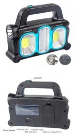 Аккумуляторный LED фонарь прожектор с солнечной панелью USB выход съемные Hurry Bolt HB-6169 — фото 6