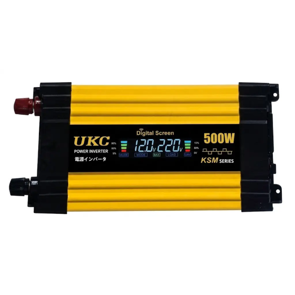 Автомобильный инвертор Желтый / Преобразователь напряжения с 12-220V, 500Вт, 2хUSB