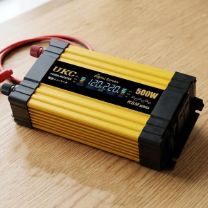 Автомобильный инвертор Желтый / Преобразователь напряжения с 12-220V, 500Вт, 2хUSB — фото 2