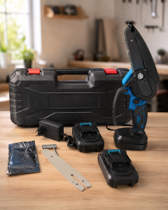 Аккумуляторная цепная мини-пила6 inch Electric SAW BLUE кейсом / 2 аккумулятора 4А/ч 8644