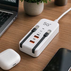 Быстрое зарядное устройство 66 Вт, 2 USB-порта и 2 PD- порта, Type-C / Компактная, многофункциональная, мощная зарядная станция — фото 2