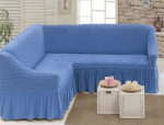 Фиолетовый Турецкая накидка на угловой диван с оборкой, натяжной чехол на диван — фото 5