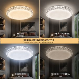 Потолочный светильник X-598 50Вт / Светодиодная люстра круг с пультом 50х8х50 см — фото 2