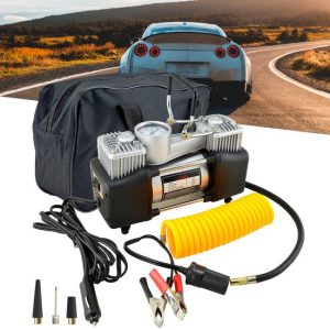 Автомобильный двухпоршневой компрессор с манометром 150 Вт, 12V, 85л/мин. + сумка Air Compressor 628-4×4 / Мощный воздушный насос