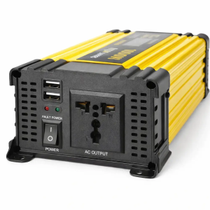 Автомобильный инвертор Желтый / Преобразователь напряжения с 12-220V, 2000Вт, 2хUSB — фото 2