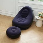 Надувной диван с пуфом Air Sofa / Надувное велюровое кресло с пуфиком+насос Фиолетовый — фото 2