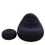 Надувной диван с пуфом Air Sofa / Надувное велюровое кресло с пуфиком+насос Фиолетовый — фото 5