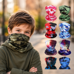 Детская зимняя маска для лица и рта / Теплая бандана, гетры тигр, лев, абстракции / Бафф для детей — фото 4