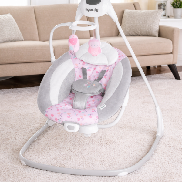 Электронные качели / Детские качели-шезлонг Ingenuity SimpleComfort 2в1 / Укачивающий центр для детей 6 скоростей