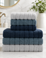 Микро Cotton набор полотенец для лица и тела Синий / Набор махровых полотенец, 6 шт — фото 2