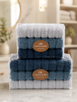 Микро Cotton набор полотенец для лица и тела Синий / Набор махровых полотенец, 6 шт