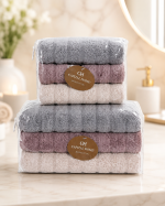 Микро Cotton набор полотенец для лица и тела Сиреневый / Набор махровых полотенец, 6 шт