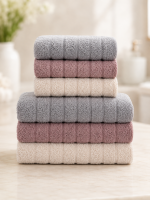 Микро Cotton набор полотенец для лица и тела Сиреневый / Набор махровых полотенец, 6 шт — фото 2