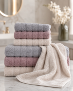Микро Cotton набор полотенец для лица и тела Сиреневый / Набор махровых полотенец, 6 шт — фото 3