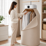 Вертикальная электросушилка для одежды с горячим воздухом dryer AND XL-1187 / Бытовая электрическая сушилка для белья с чехлом и таймером — фото 4