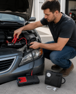 Автомобильное пусковое устройство для аккумулятора JUMP STARTER 69800mah + Компрессор / Пусковое устройство для авто / Бустер — фото 2