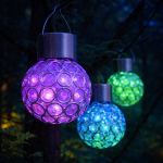 Садовый кристаллический светильник / Уличный солнечный фонарь garden light / Светильник с солнечной панелью — фото 3