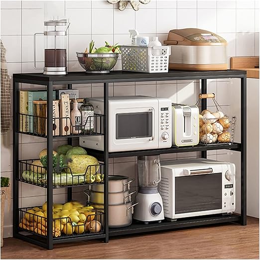Трехъярусная кухонная полка – органайзер / Полка-стеллаж XS-W56B 100х30х80см