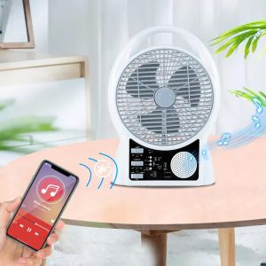 Вентилятор портативный Solar с USB, Bluetooth, MP3, FM-радио / Аккумуляторный вентилятор с LED подсветкой, 2 скорости, 6Вт 5500 мАч — фото 2