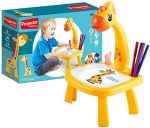 Желтый Детский стол проектор для рисования с подсветкой Projector Painting 24 Детали — фото 6