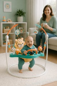 Детский игровой центр Fisher-Price Jumperoo с подсветкой и звуком / Развивающий игровой джемпер Зеленый