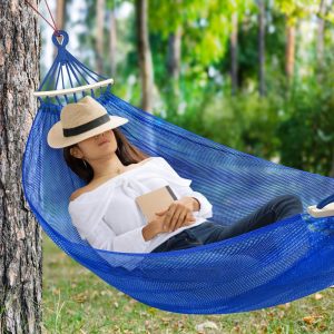 Гамак-сетка туристический с планкой 40 см / Сетчатый гамак с деревянной перекладиной 150х190см — фото 2