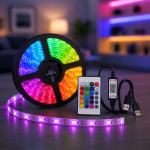Гибкая светодиодная лента RGB USB 15м / Лента на USB на монитор, мебель + пульт / LED лента от павербанка — фото 4