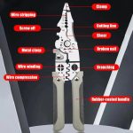 Клещи обжимные для зачистки обрезки и обжима проводов 6в1 / Многофункциональные клещи для зачистки,резки и обжима проводов + набор клемм 200шт — фото 6