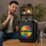 Колонка BTS-1740 Bluetooth / Акустика + 1 проводной, 1 беспроводной микрофон / Колонка с LED-подсветкой — фото 2