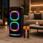 Колонка BTS-2120 Bluetooth / Акустическая система с двумя беспроводными микроонами / Караоке-колонка — фото 3
