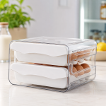 Контейнер полка для яиц / Лоток подставка для яиц Egg box / Двухъярусный органайзер для яиц — фото 3