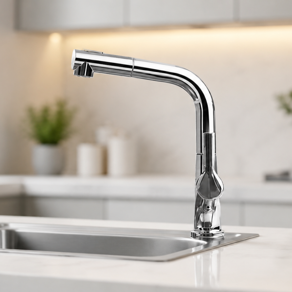 Кран/смеситель Faucet CR-8428 многофункциональный металл / Смеситель кухонный с выдвижной воронкой, хром / Выдвижной кухонный смеситель из нержавеющей стали