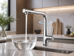 Кран/смеситель Faucet CR-8428 многофункциональный металл / Смеситель кухонный с выдвижной воронкой, хром / Выдвижной кухонный смеситель из нержавеющей стали — фото 3