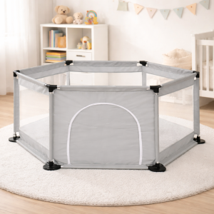 Детский игровой манеж / Манеж-для детей / Складной детский манеж 120х100х55см Серый