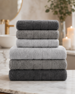 Микро Cotton набор полотенец для лица и тела Серый / Набор махровых полотенец, 6 шт — фото 2