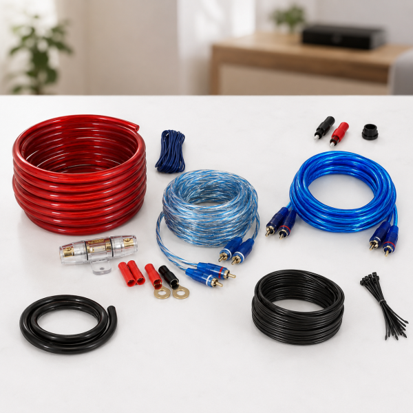 Набор проводов для установки сабвуфера KIT MD 8GA / Набор кабелей для автоакустики / Комплект кабелей установки сабвуфера и подключения усилителя