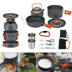 Набор туристической посуды Camping cooking со столовыми приборами 10 в 1 / Набор посуды для похода, пикника и рыбалки — фото 2
